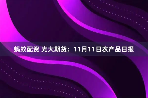 蚂蚁配资 光大期货：11月11日农产品日报